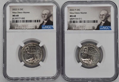 2022 P&D Nina Otero Warren 25c NGC MS 68 American Women Quarter - Image 1 of 2