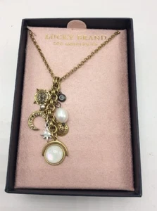 $39 Lucky Brand Mother of Pearl gold ton necklace 30" D106 - Picture 1 of 5