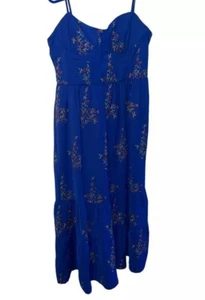Vestido Betsey Johnson Floral Bordado Azul Bustier Midi Talla 6 Fiesta Femenino - Imagen 1 de 14