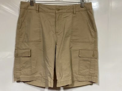 Pantalones Cortos Carga Coldwater Creek Ajuste Natural Para Mujer 10 Tostados Frente Plano Foto 1 de 3