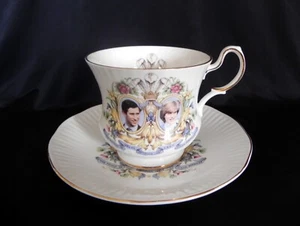 Queens Rosina Fine Bone China PRINCE OF WALES DAMA DIANA SPENCER 1981 platillo taza - Imagen 1 de 7