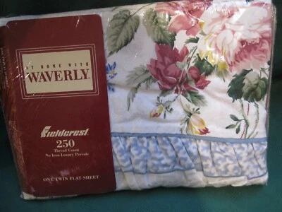 De colección Nuevo de Lote Antiguo Waverly Belle Rive Doble Hoja Plana Volantes Ojales Dobladillo 250 Hilos Foto 1 de 4