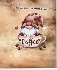 Take the Scenic gnome w/coffee unusual handmade card with envelope Made in USA - Picture 1 of 4