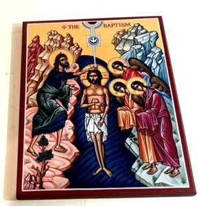 MONASTERY ICON "THE BAPTISM OF JESUS" - WINDOWS INTO HEAVEN - EXCELLENT: SIMEON - Picture 1 of 6