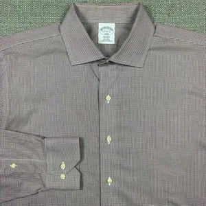 Brooks Brothers Men's Shirt 17 6/7  Long Sleeve Regent White Purple Houndstooth - Picture 1 of 8