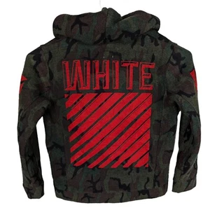 Off-White Virgil Abloh Camouflage Red Print Zip Hoodie Jacket Iconic Men's Sz XL - Picture 1 of 15