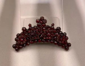 Antik Granatschmuck Brosche Anstecknadel Granat Steine Rosenschliff Krone - Bild 1 von 8