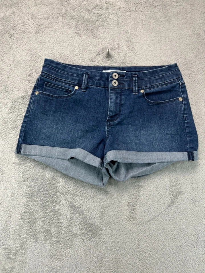Candies Jean Shorts Juniors 7 Womens 30 Blue Jean Denim Dark Cuffed Mid Rise - Image 1 of 4