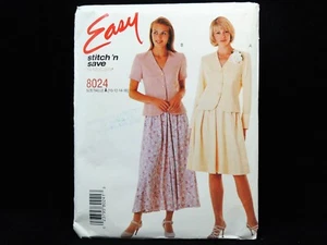 Vintage 1996 Stitch n Save Sewing Pattern 8024 Jacket Skirt Size 10-16 Uncut - Picture 1 of 4