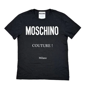 Moschino Couture Milano 2018 Big Spellout Black Cotton T Shirt Mens US 40 - Picture 1 of 12