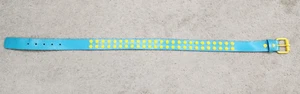 Women Blue & Yellow Belt With Round Shape Studs Small - Picture 1 of 6