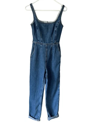 NUEVO ASOS Denim Cuello Cuadrado Mono Ajustado Lavado Medio Talla 2 Azul Foto 1 de 4