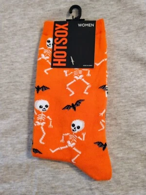 HotSox Halloween Skeleton Orange Women's Socks "NWT" - Image 1 of 4