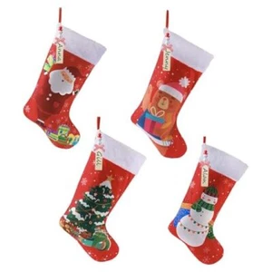 Christmas Stocking Wood Hanging Tag, 18 Inches Christmas Stocking Red - Picture 1 of 7