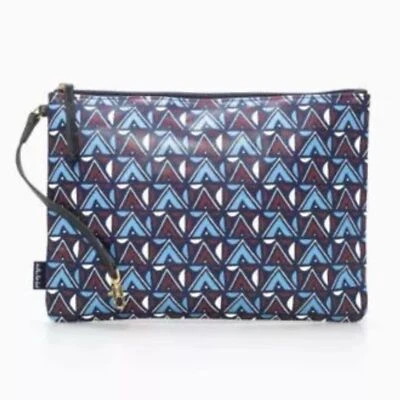 Stella & Dot кошелек с ремешком застежки мешок синий красный белый 11,5 «x 8,5» - Изображение 1 из 4