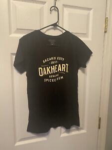 Bacardi Oakheart Spiced Rum T Shirt Black Womens Large Short Sleeve NEW