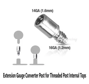 1PC. 14G Dermal Anchor Extension Converter Healing Post 316L Surgical Steel - Picture 1 of 2