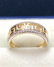 Genuine Real 10K Yellow Gold Women's Ring Rings with Zircon Versace Style (J)