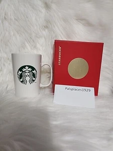Starbucks 2014 Sirene Meerjungfrau Kaffeebecher weiß/grün 16 Unzen Keramiktasse [Neu im Karton] - Bild 1 von 6