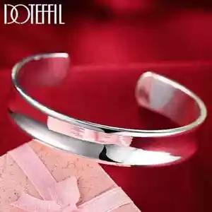 DOTEFFIL Bracciale Bracciale Argento Sterling 925 Liscio 12mm Regolabile Gioielli - Foto 1 di 6