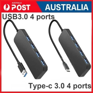 Multi USB 3.0 Hub 4 Port High Speed Slim Compact Expansion Smart Splitter Type-C - Picture 1 of 11