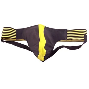 Rouge Garments Black And Yellow Sporty Leather Mens Jock Strap - Picture 1 of 2
