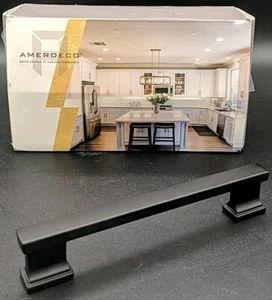 Amerdeco 10er-Pack mattschwarze Schrankgriffe/Griffe 5" Loch Mitte, 6" insgesamt - Bild 1 von 4