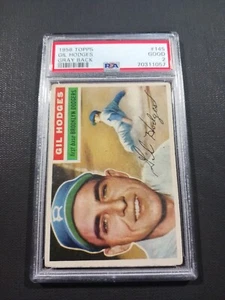 Topps Gil Hodges 1956 Brooklyn Dodgers HOF espalda gris #145�️✈️ PSA 2 - Imagen 1 de 2