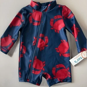 Carter’s Just One You Boy's Navy Blue One-Piece Rash Guard Swimsuit 3M NWT $16 - Picture 1 of 5