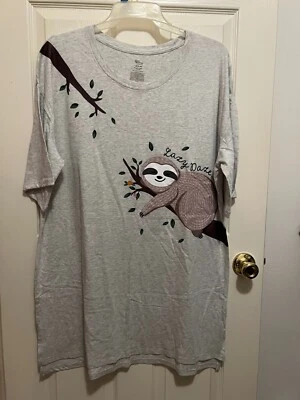 CAMISA DE DORMIR SECRET TREASURES DAMAS PEREZOSA ESTAMPADA DELANTERA TALLA L/XL NUEVA CON ETIQUETAS Foto 1 de 4