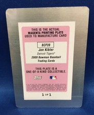 2009 Bowman Chrome Jon Kibler #39 Printing Plate 1/1 Detroit Tigers