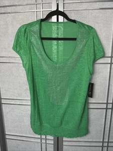 INC International Concepts Short Sleeve Top Green Women’s Size XL NWT - Picture 1 of 8