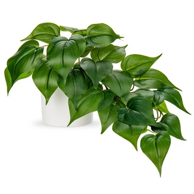 人造波托斯植物,白色陶瓷锅,人造悬挂植物,室内装饰 — 第 1/4 张图片