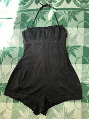 Traje de baño negro de colección años 40 50 moda brillante bolsillos talla XS Foto 1 de 4