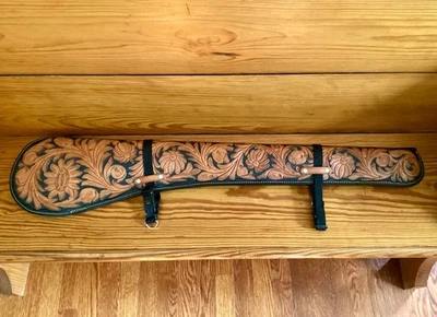 Custom Made El Paso Saddlery Fancy Carved Dyed Leather Sharps Rifle Scabbard - Image 1 of 4