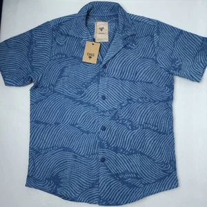 OAS Wavy After Swim Terry Cotton Button Up Shirt Mens L Beach Short Sleeve NEW - Picture 1 of 8