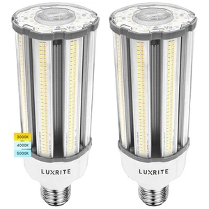 Luxrite 36W/54W/63W LED Corn Light Bulb 3 CCT Up to 9300 Lumens E39 2-Pack - Picture 1 of 7