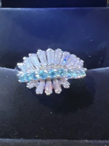 Anello cocktail vintage misura 10 pietre blu e trasparenti stupendo - Foto 1 di 14