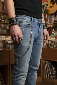 Men Silver Chunky Metal Extra Long Thick Links Wallet Chains KeyChain Biker Jean - Picture 1 of 24