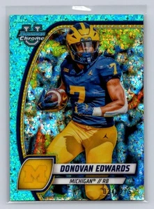 2024 Bowman U Chrome #66 Donovan Edwards Aqua Mini Diamond 024/275-Michigan - Foto 1 di 2