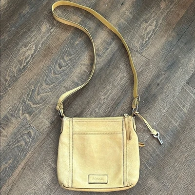 Fossil Hayden Genuine Leather Crossbody Medium Yellow Pebble - Image 1 of 4