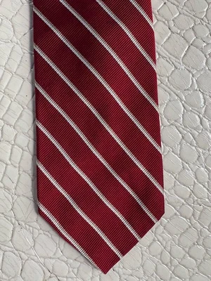 "Corbata de Colección Park Avenue Mayers Tejida Seda Rayas Carmesí Bronceado Crema 3 X 54""" Foto 1 de 4