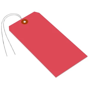 Red Blank Tags with Pre-Attached Wires - Pack of 100, Size-10, 13pt Thick Car... - Foto 1 di 7