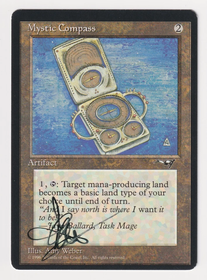 Miscut Signed Mystic Compass Proof LP Alliances Artist Amy Weber MTG Magic AP! - Image 1 of 2