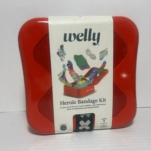 Welly Heroic Bandage First Aid Kit Kit Assorted Shapes and Patterns 150 Ct RED - Picture 1 of 5
