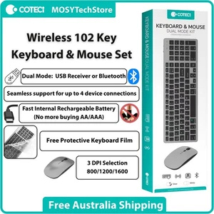 102 Key Low Profile Wireless  Bluetooth Keyboard & Mouse Bundle Dual Mode - Picture 1 of 12