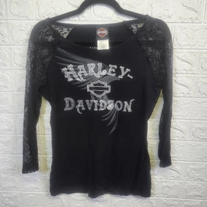 Harley-Davidson Motorcycles Damen Shirt Schwarz Gr. M Spitze 3/4 Ärmel PP - Bild 1 von 5
