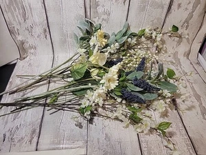 Faux Floral Flower Arrangement Single Pieces Daisy Pearl Berries Fuzzy Stems... - Picture 1 of 15