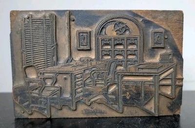 Bloque de impresoras antiguas de cobre Foto 1 de 4