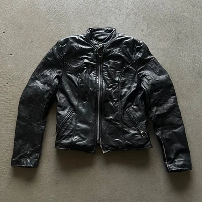 Chaqueta de cuero Brooks vintage años 60 talla 34 negra cremallera completa café corredor motocicleta Foto 1 de 4